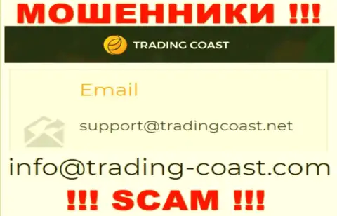 По любым вопросам к internet мошенникам TradingCoast, можно писать им на адрес электронного ящика