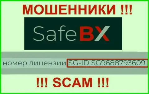 SafeBX Com, замыливая глаза лохам, показали у себя на сайте номер их лицензии