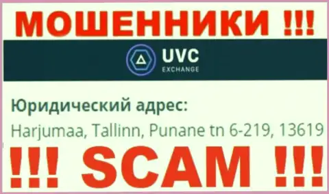 UVC Exchange - это противоправно действующая организация, которая пустила корни в офшоре по адресу Harjumaa, Tallinn, Punane tn 6-219, 13619