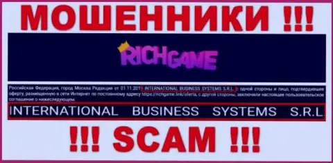 Организация, которая управляет мошенниками RichGame - это NTERNATIONAL BUSINESS SYSTEMS S.R.L.