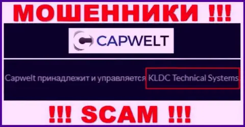 Юридическое лицо компании CapWelt - это KLDC Technical Systems, инфа взята с официального веб-сервиса