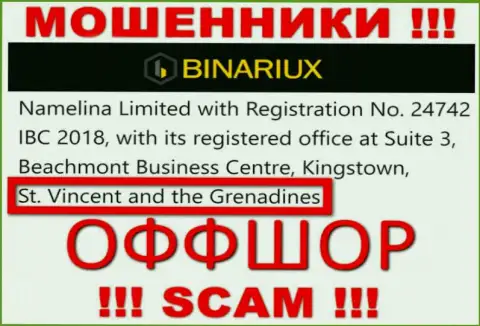 Namelina Limited - это АФЕРИСТЫ, которые официально зарегистрированы на территории - Saint Vincent and the Grenadines