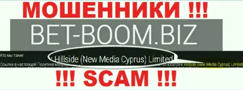 Юридическим лицом, владеющим internet-обманщиками Bet Boom Biz, является Хиллсиде (Нью Медиа Кипр) Лтд