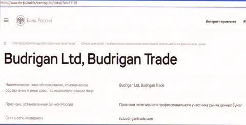 Аферисты Budrigan Trade попали в черный список Центробанка Российской Федерации