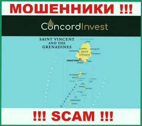 St. Vincent and the Grenadines - здесь, в офшоре, пустили корни интернет мошенники ConcordInvest