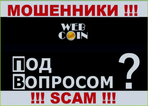 Никак наказать WebCoin по закону не выйдет - нет инфы относительно их юрисдикции