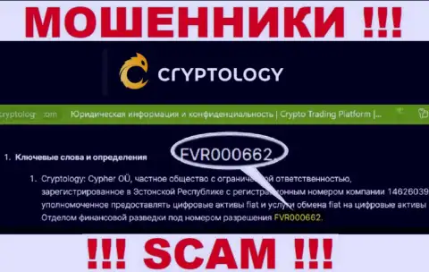 Cryptology Com показали на сайте лицензию организации, но это не мешает им прикарманивать денежные активы