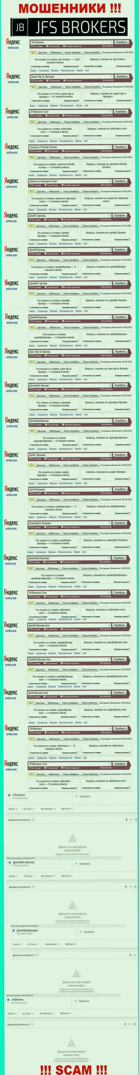 Сколько именно раз пользователи всемирной паутины пытались отыскать инфу о мошенниках JFSBrokers Com ?