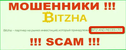На официальном онлайн-ресурсе Bitzha 24 мошенники указали, что ими владеет BITZ AND PIECES LTD