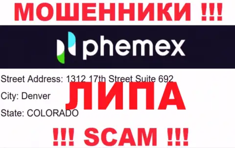 Офшорная юрисдикция конторы PhemEX Com у нее на сайте указана ненастоящая, будьте очень внимательны !