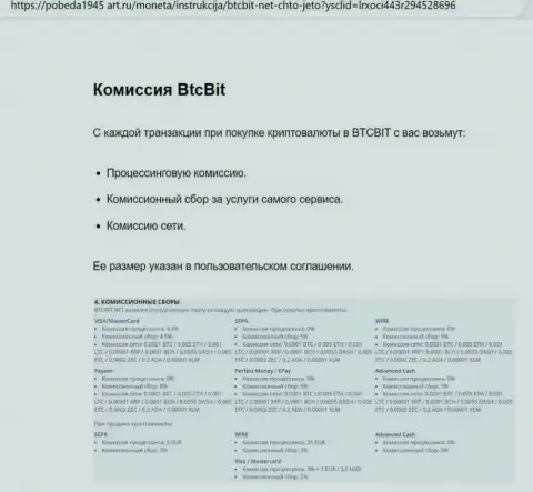 Об комиссионных сборах криптовалютного онлайн-обменника BTCBit можете разузнать из статьи, опубликованной на сайте pobeda1945 art ru