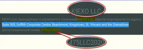 Юридический адрес и номер регистрации брокера KIEXO