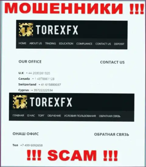 В запасе у интернет мошенников из конторы TorexFX есть не один номер телефона